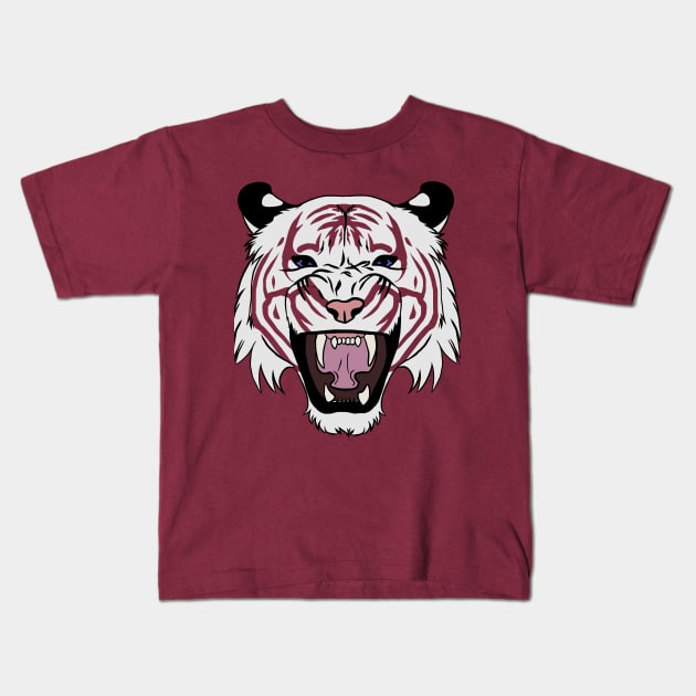 White Tiger Kids T-Shirt by Wylfen